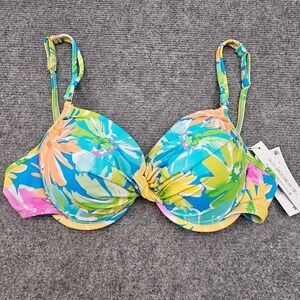Bleu Rod Beattie Bikini Top Women Size 6 Multi Floral Underwire Twist Front NWT
